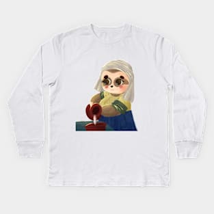 Sloth the milkmaid with no background Kids Long Sleeve T-Shirt